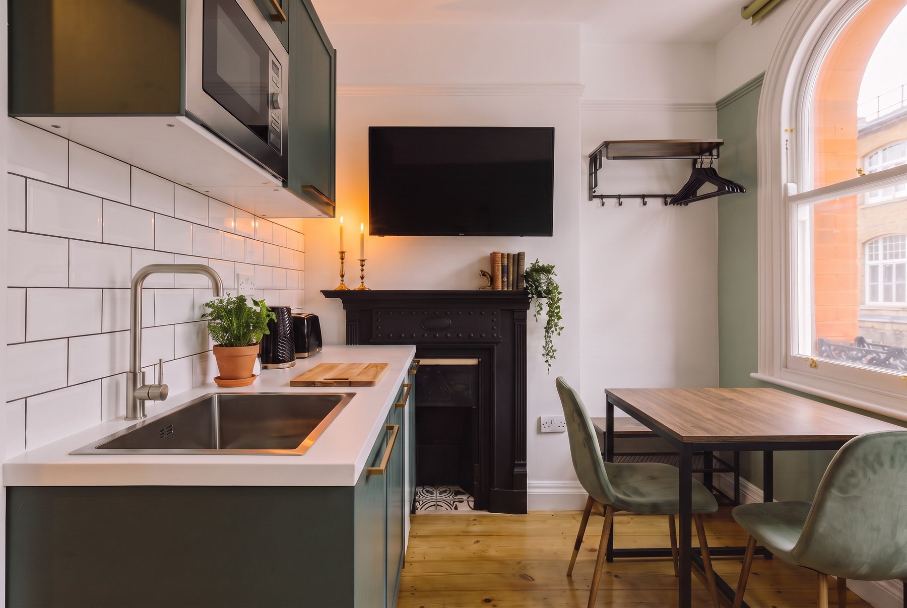 The hearth room with the Tribeca 4-seater dining table
